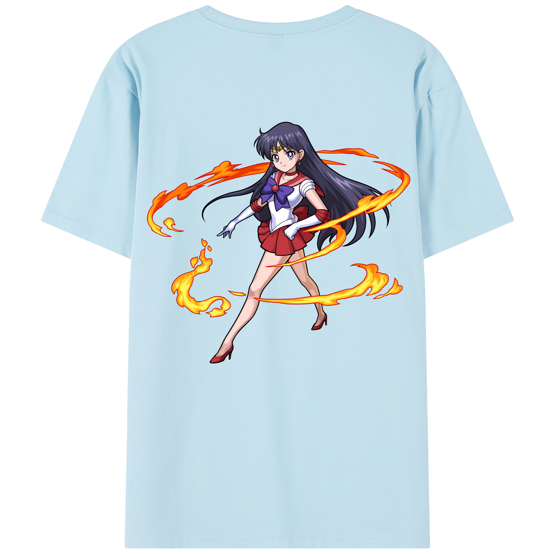 （画像用） 美少女戦士セーラームーン 火野レイ ひの レイ Sailor Moon Hino Rei （セーラーマーズ,Sailor Mars） 綿100％半袖Tシャツ（背面プリント）